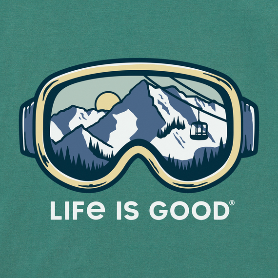 Life is Good Men's Ski Goggle Landscape Long Sleeve Crusher Tee