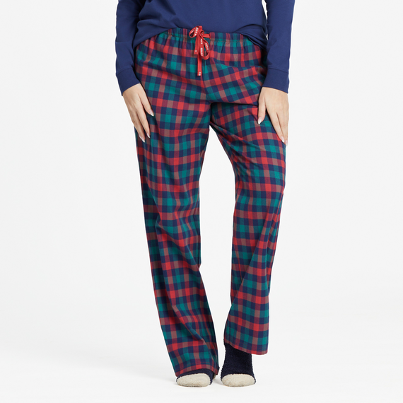 Life is Good Women s Holiday Red Check Classic Sleep Pant Good Vibes on Main