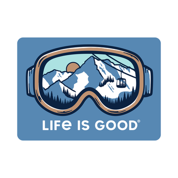 Life is Good Ski Goggle Landscape Die Cut Sticker