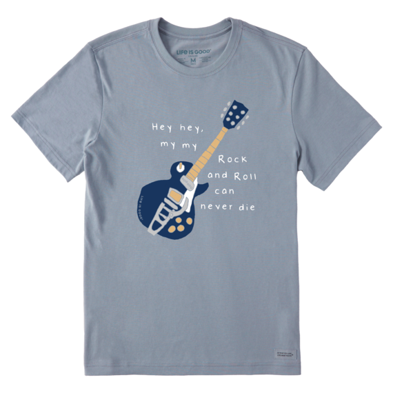 Life is Good Men s Quirky Guitar Rock Roll Can Never Die Crusher Tee Good Vibes on Main