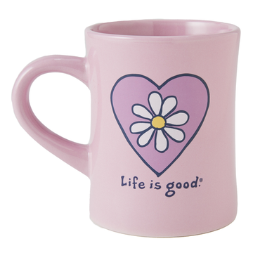 Life is Good Simple Daisy Heart Diner Mug