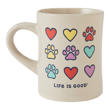 Life is Good Hearts & Paws Diner Mug