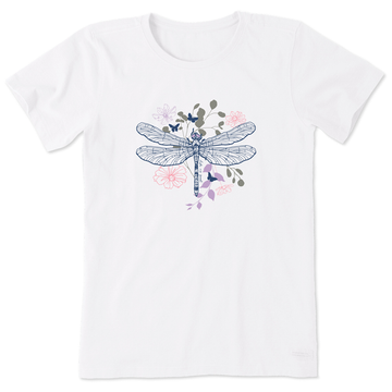 Life is Good Women's Floral Backdrop Dragonfly Crusher Tee