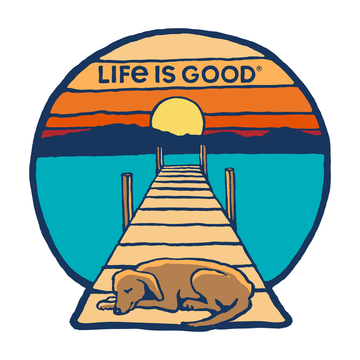 Life is Good Decal Dock Dog Sunset