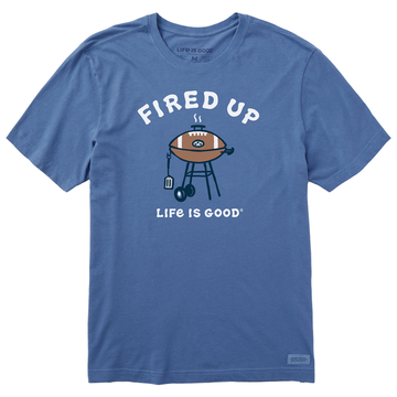 Life is Good Men's Fired Up Football Grill Crusher Tee