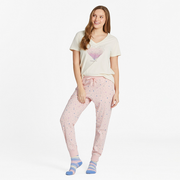 Life is Good Women's Scattered Hearts Pattern Snuggle Up Sleep Jogger