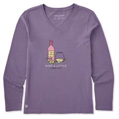 Life is Good Women's Wine Laugh a Lot Long Sleeve Crusher Lite Vee