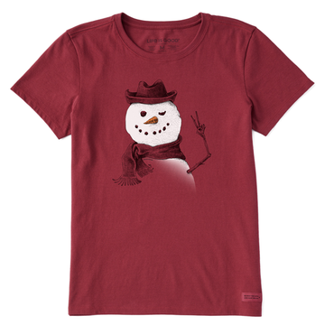 Life is Good Women's Snowman Peace Sign Crusher Tee