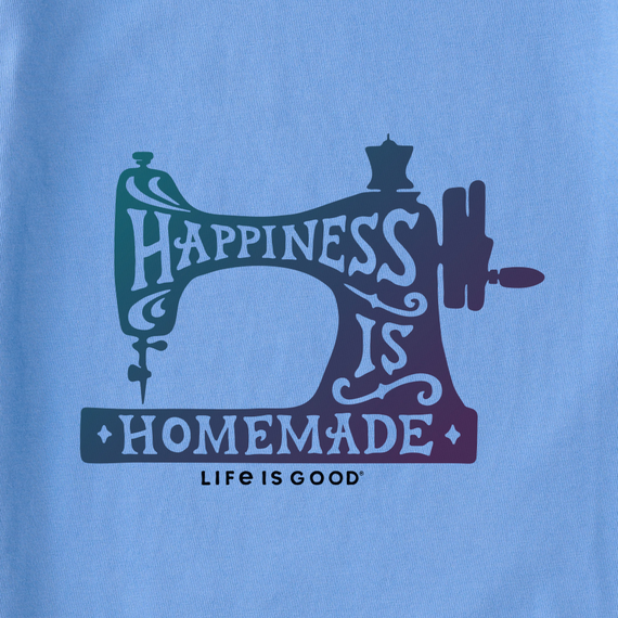 Life is Good Women's Happiness Sewing Machine Long Sleeve Crusher Vee