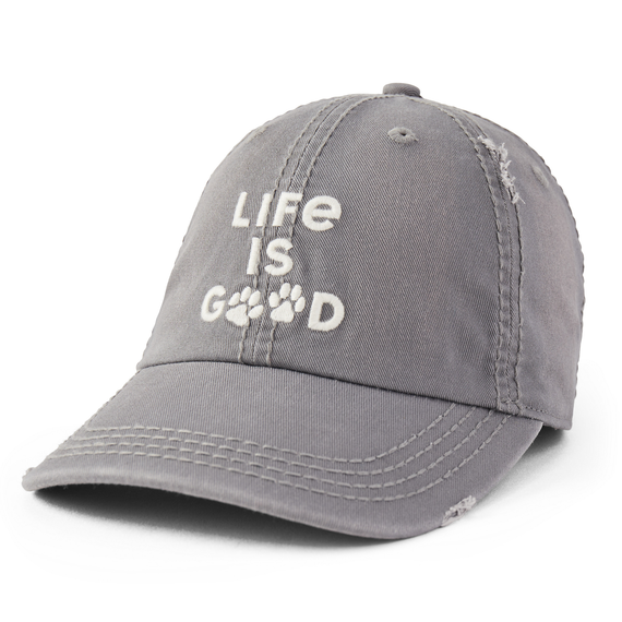 Life is Good Paw Print Sunwashed Chill Cap