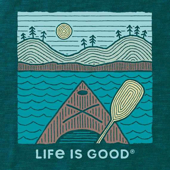 Life is Good Men's Woodblock Kayak Textured Slub Hoodie