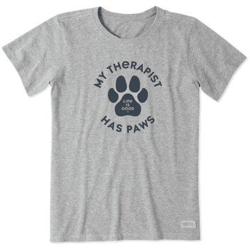 Life is Good Women's My Therapist has Paws Crusher Tee