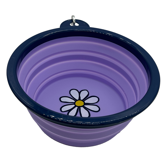 Life is Good Daisy Silicone Travel Dog Bowl