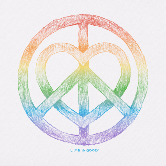 Life is Good Men's Peace Heart Rainbow Crusher Tee