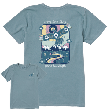 Life is Good Women's Every Little Thing Bird and Mountains Crusher Tee