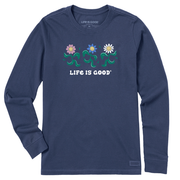 Life is Good Women's Dancing Flowers Long Sleeve Crusher Tee