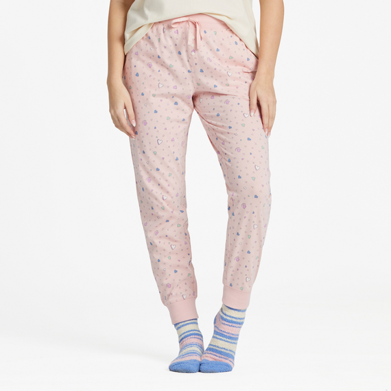 Life is Good Women's Scattered Hearts Pattern Snuggle Up Sleep Jogger