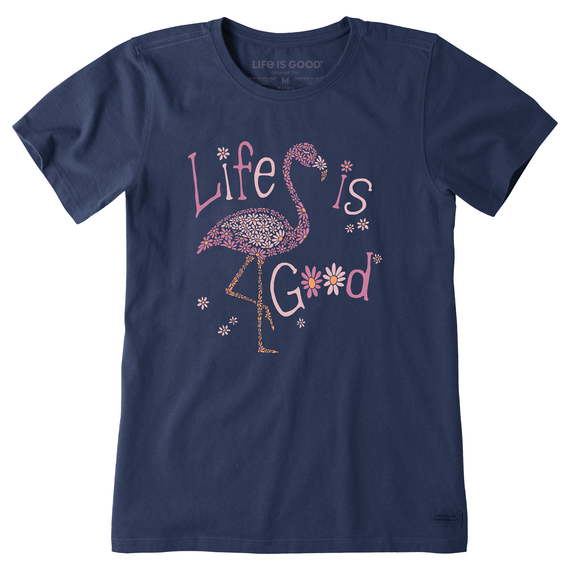 Life is Good Women's Daisy Flamingo Crusher Tee