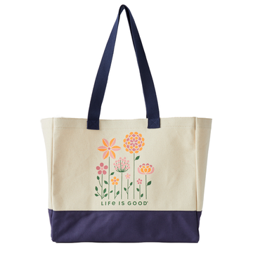 Life is Good Linear Garden Cotton Canvas Tote