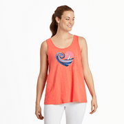 Life is Good Women's Sunset Sail Heart Textured Slub Tank