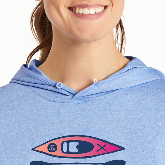 Life is Good Women's Just Add Water Kayak and Paddle Long Sleeve Active Hooded Tee