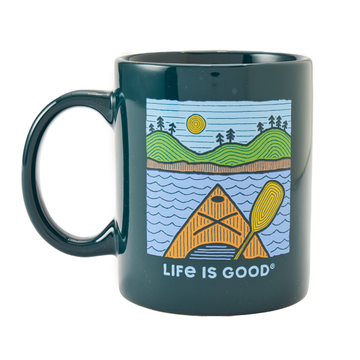 Life is Good Woodblock Kayak Jake's Mug