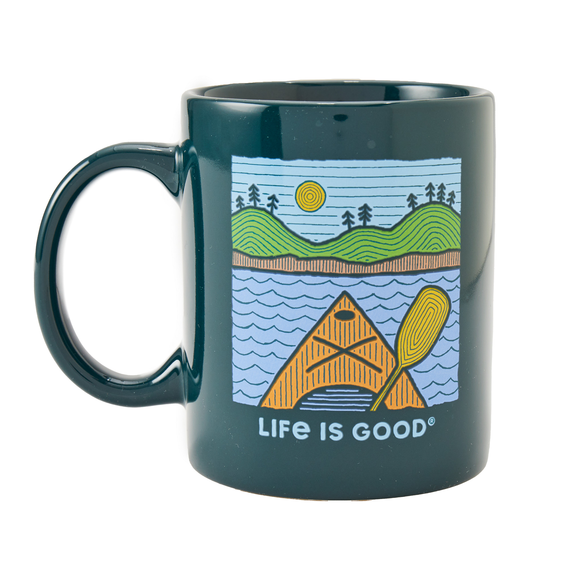 Life is Good Woodblock Kayak Jake's Mug