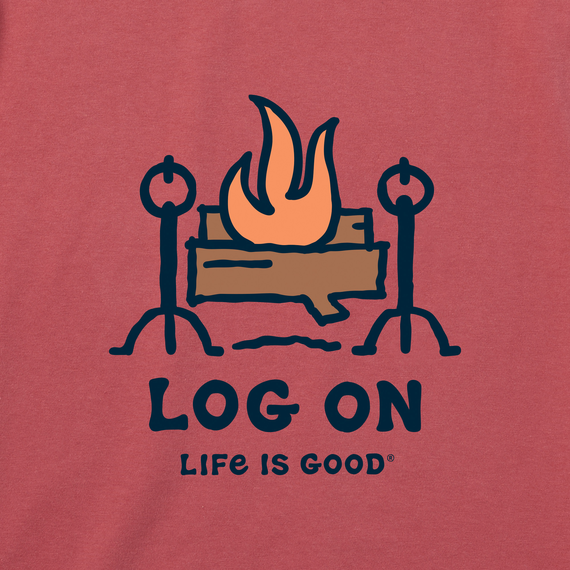 Life is Good Men's Log On Fireplace Long Sleeve Crusher Tee