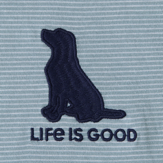 Life is Good Women's Dog Long Sleeve Striped Crusher Lite Hooded Tee