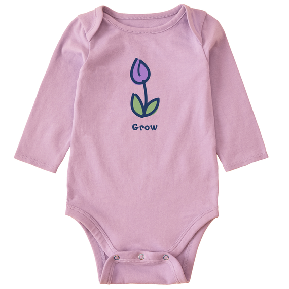 Life is Good Baby Grow Tulip Long Sleeve Crusher Bodysuit