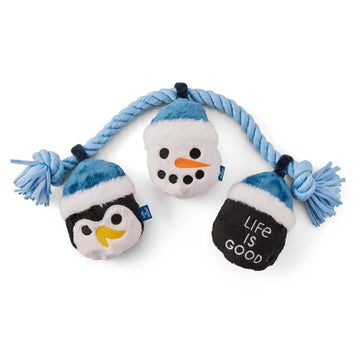 Life is Good Penguin and Snowman Jumbo Rope Dog Toy
