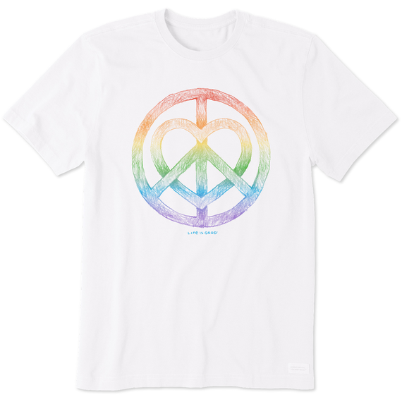 Life is Good Men's Peace Heart Rainbow Crusher Tee