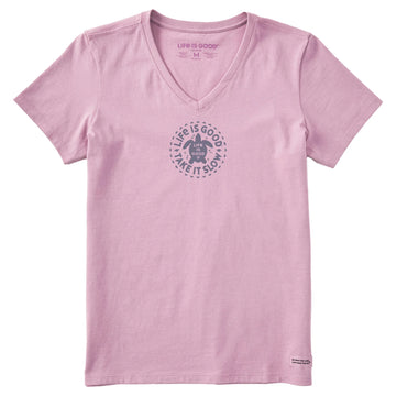 Life is Good Women's Take it Slow Turtle Crusher Vee