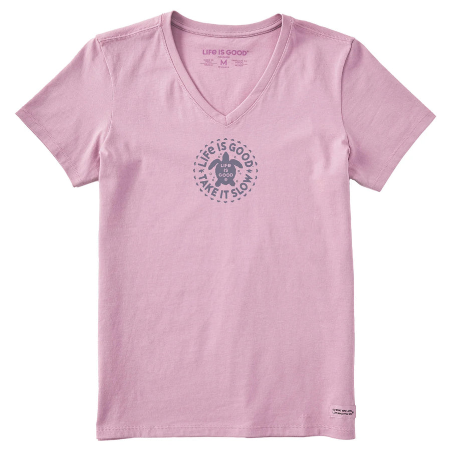 Life is Good Women's Take it Slow Turtle Crusher Vee