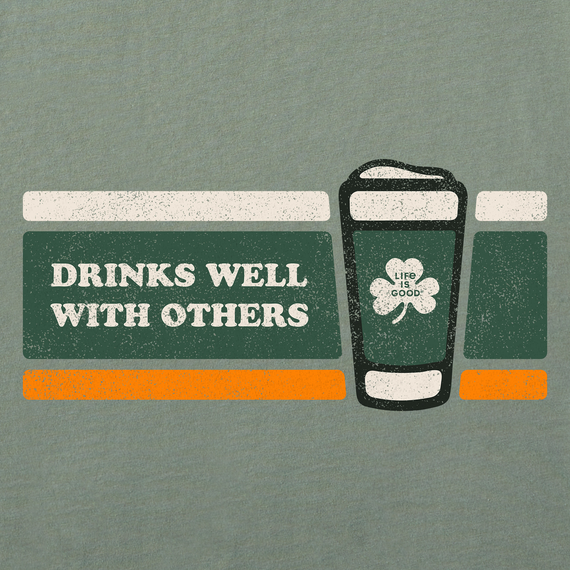 Life is Good Men's Stripe Drinks Well with Others Crusher Tee