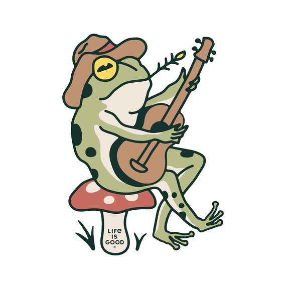 Life is Good Frog Guitar Small Die Cut Sticker