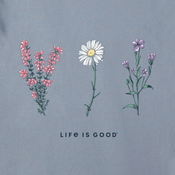 Life is Good Women's Detailed Wildflowers Long Sleeve Crusher Tee