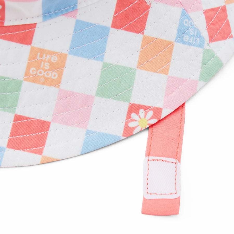 Life is Good Toddler Daisy Checkerboard Pattern Made in the Shade Bucket Hat