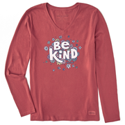 Life is Good Women's Be Kind Flower Lines Long Sleeve Crusher Lite Tee