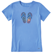 Life is Good Women's Sunburst Flip Flops Crusher Tee