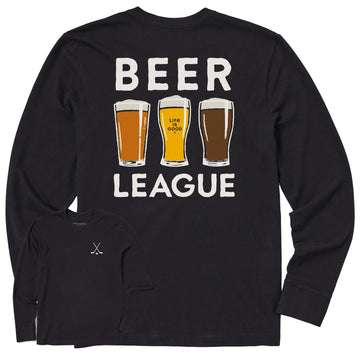 Life is Good Men's Beer League Hockey Long Sleeve Crusher Tee