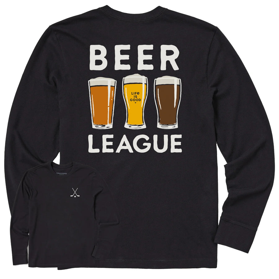 Life is Good Men's Beer League Hockey Long Sleeve Crusher Tee