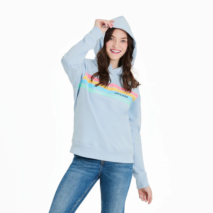 Life is Good Women's Quad Simple Stripe Good Vibes Fleece Hoodie