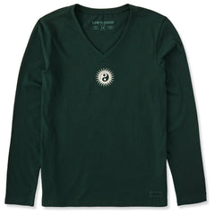 Life is Good Women's Mini Namaste Sun Long Sleeve Crusher Vee