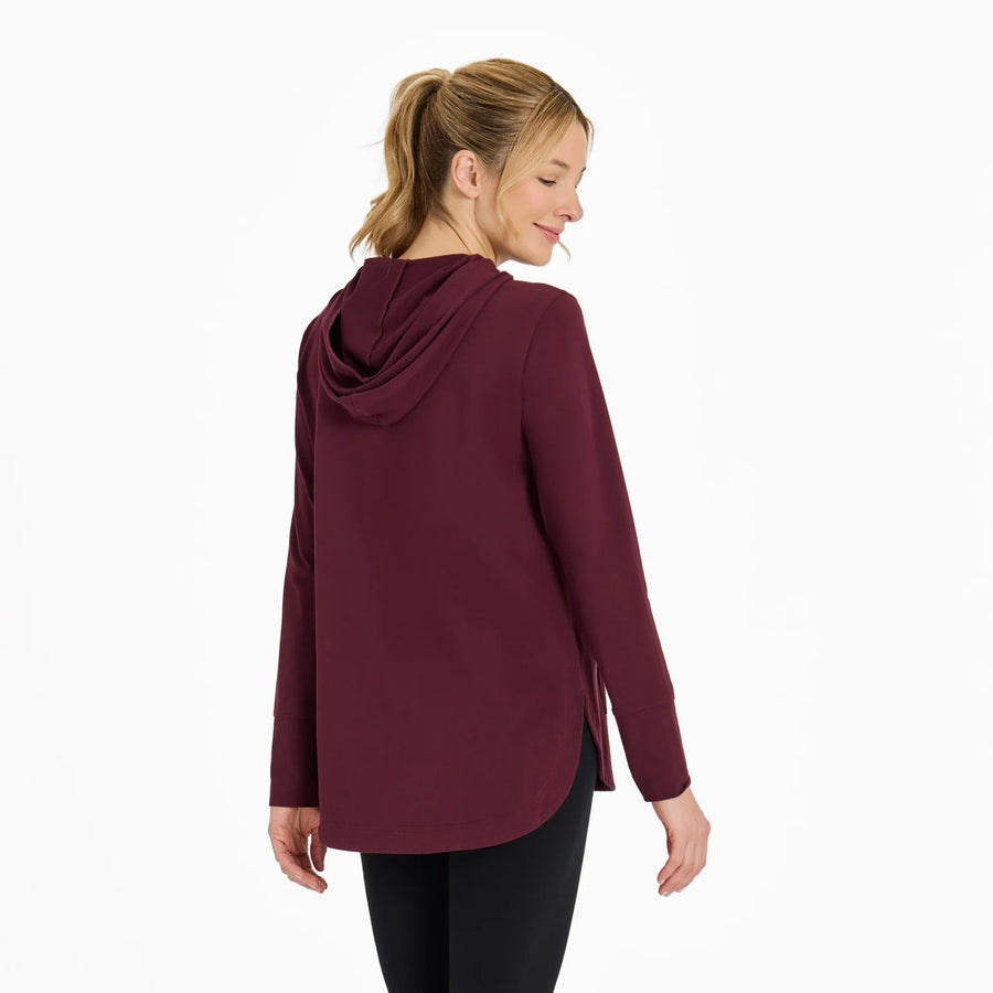 Life is Good Women's Keys to Happiness Flowers Crusher Flex Hooded Tunic