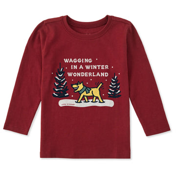 Life is Good Toddler Wagging Wonderland Rocket Long Sleeve Crusher Tee