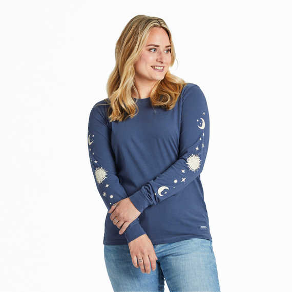 Life is Good Women's Celestial Sun & Moons Long Sleeve Crusher Lite Tee