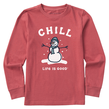 Life is Good Kids Chill Snowman Long Sleeve Crusher Tee