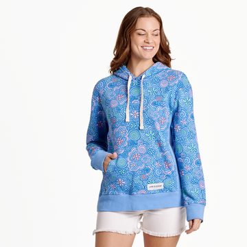 Life is Good Women's Flower Doodle Pattern Simply True Fleece Hoodie
