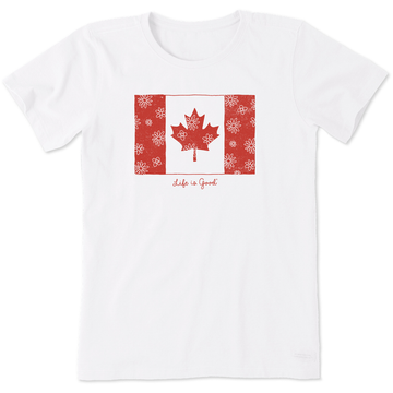 Life is Good Women's Canadian Flag Daisies Crusher Tee